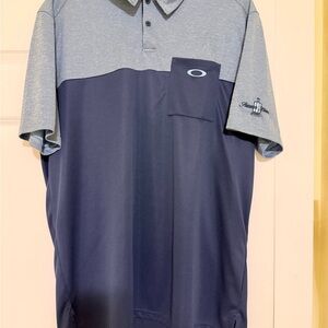 Oakley Two-Tone Polo in Heather Blue and Navy